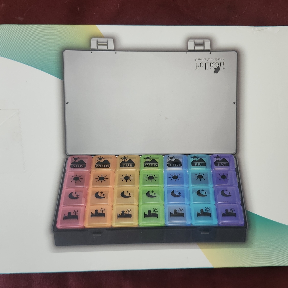Weekly Pill Organizer with Rainbow Compartments $12